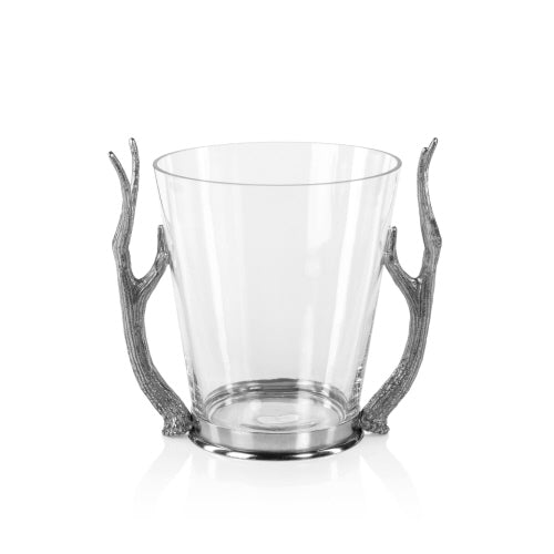 Zodax-Davos Glass Wine & Champagne Bucket w/ Pewter Antler Handles
