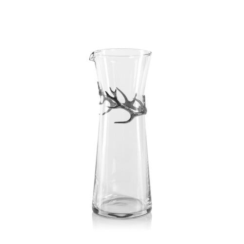 Zodax-Davos Glass Carafe w/ Pewter Antler