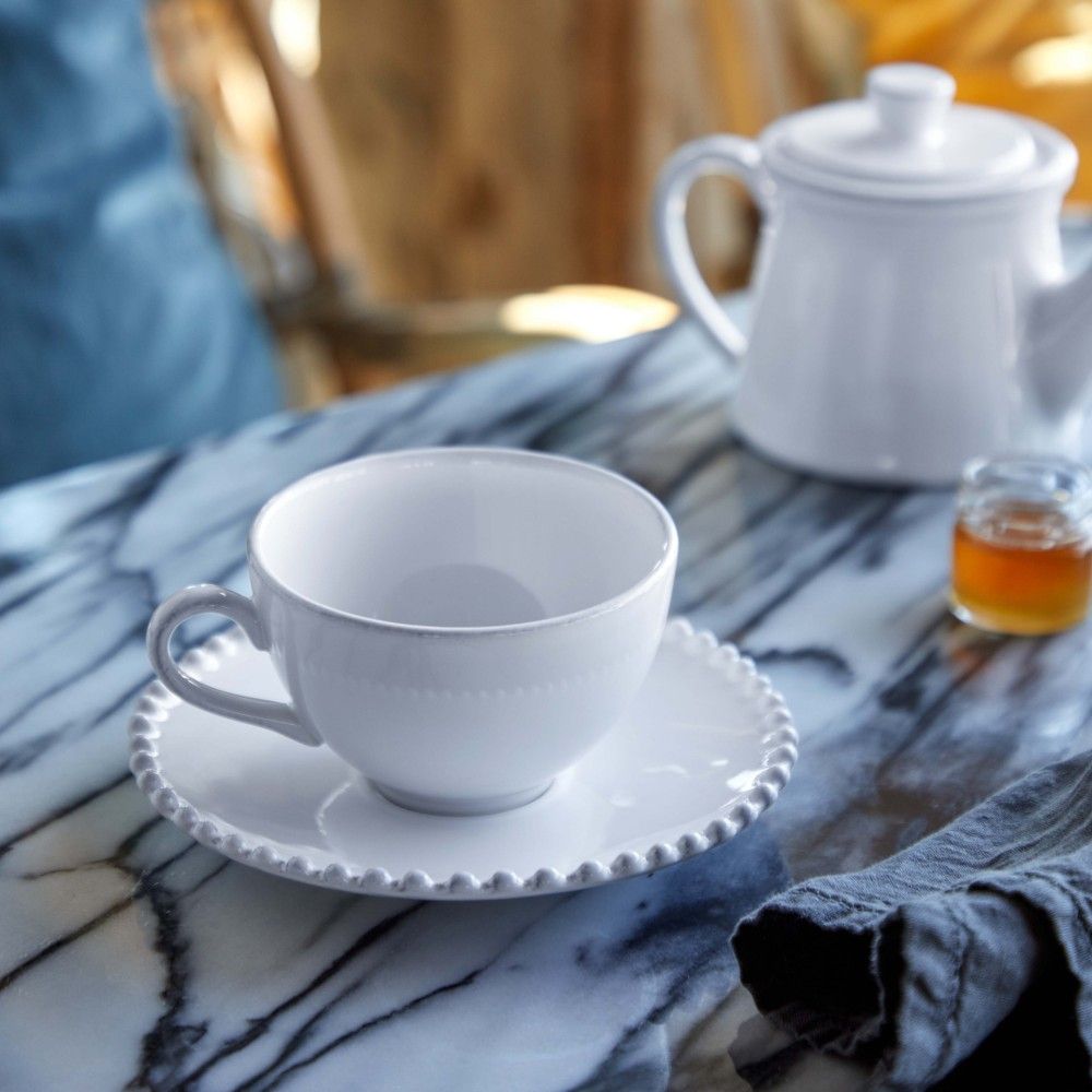 Costa Nova-COFFEE/TEA CUP AND SAUCER 8 OZ. PEARL