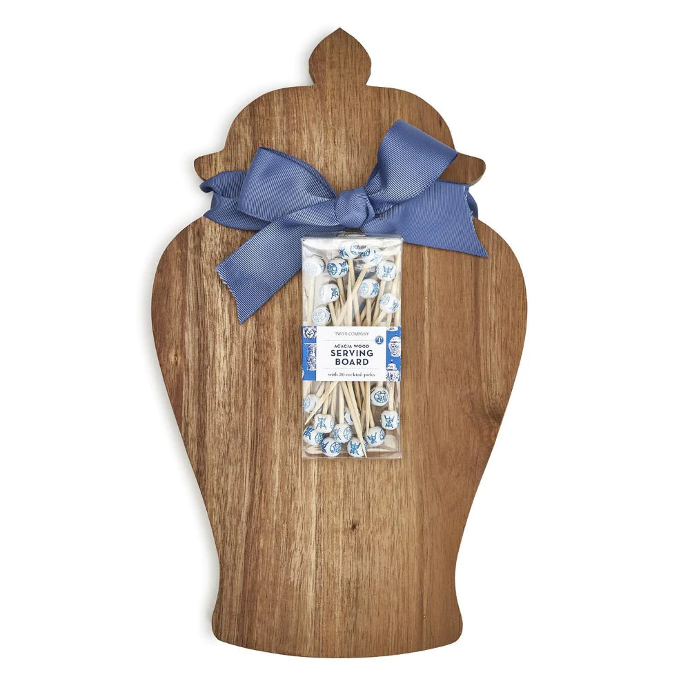 Two's company-ginger jar shaped board w/20 cocktail picks