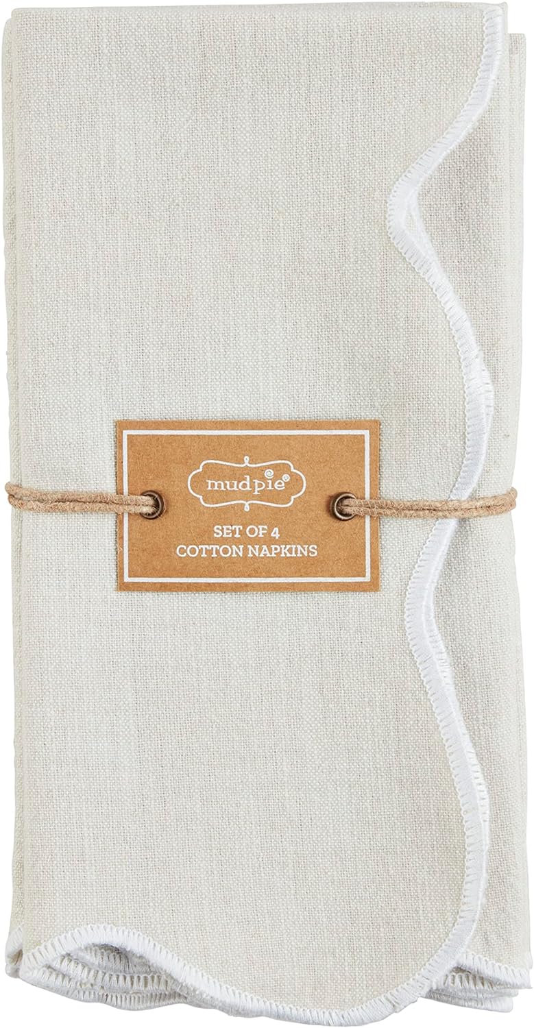 Mudpie-White Cotton Scalloped Napkins set of 4