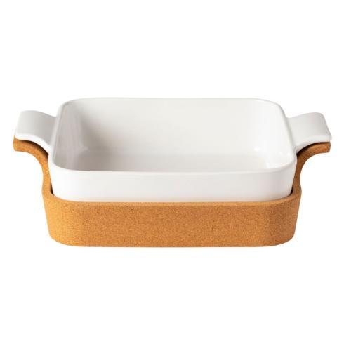 Casafina-Gift Box sq Baker w/Cork Tray White