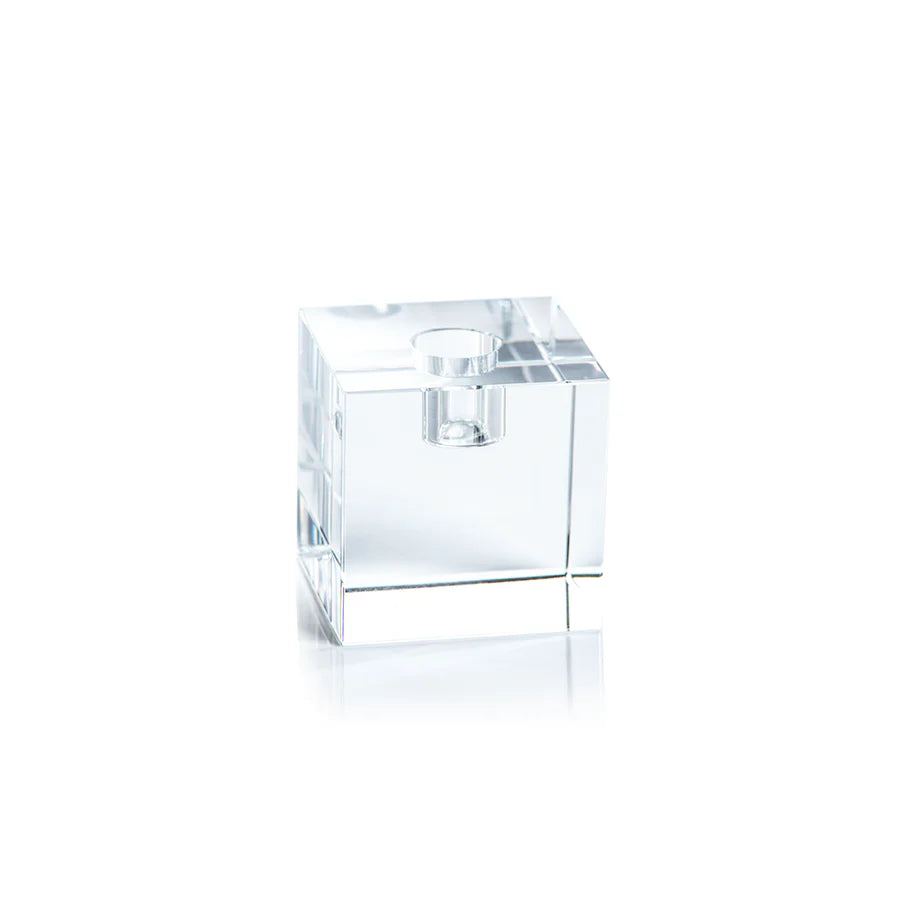 Zodax - Square Crystal Glass Taper Holder - Small