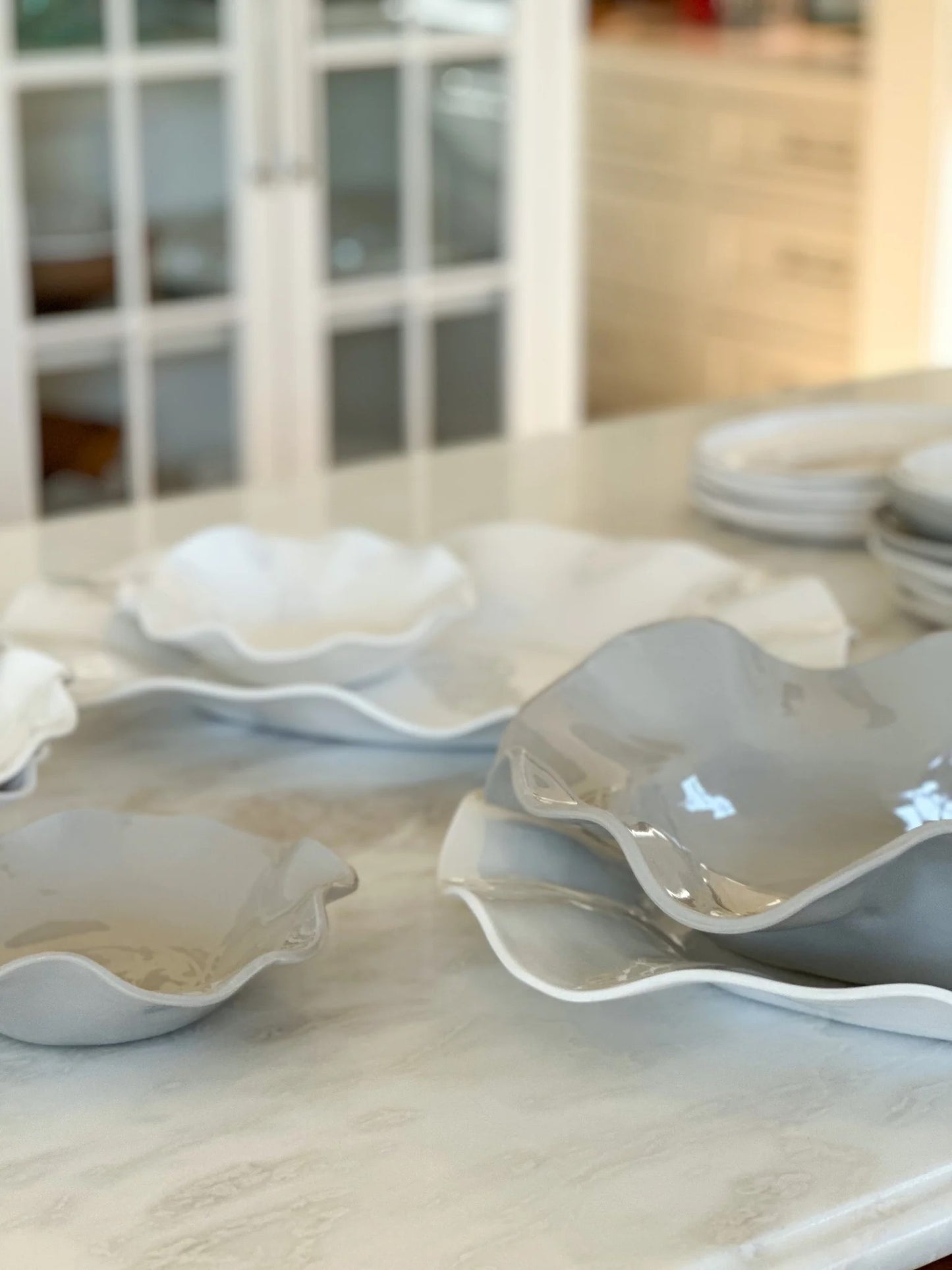 Relish-wavy bowl 9.5” stone