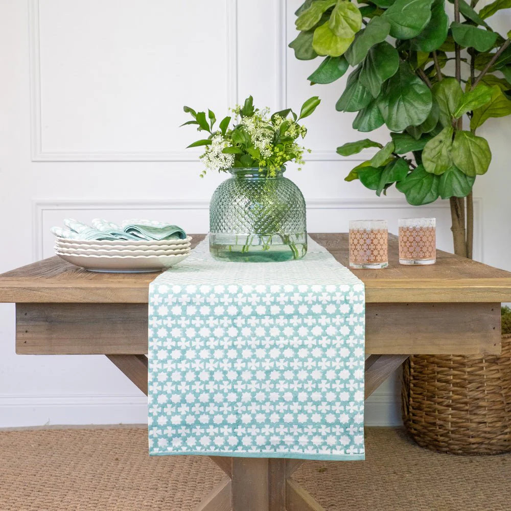 Pomegranate - India Hicks Home Cuban Cross Palladian Blue Table Runner