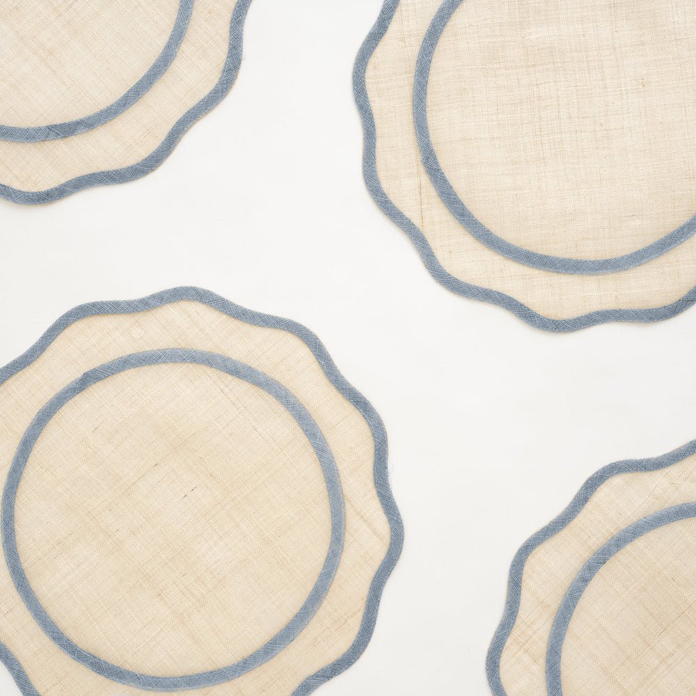 Pomegranate Inc.-Light Blue Scalloped Rice Paper Placemat | Set of 4