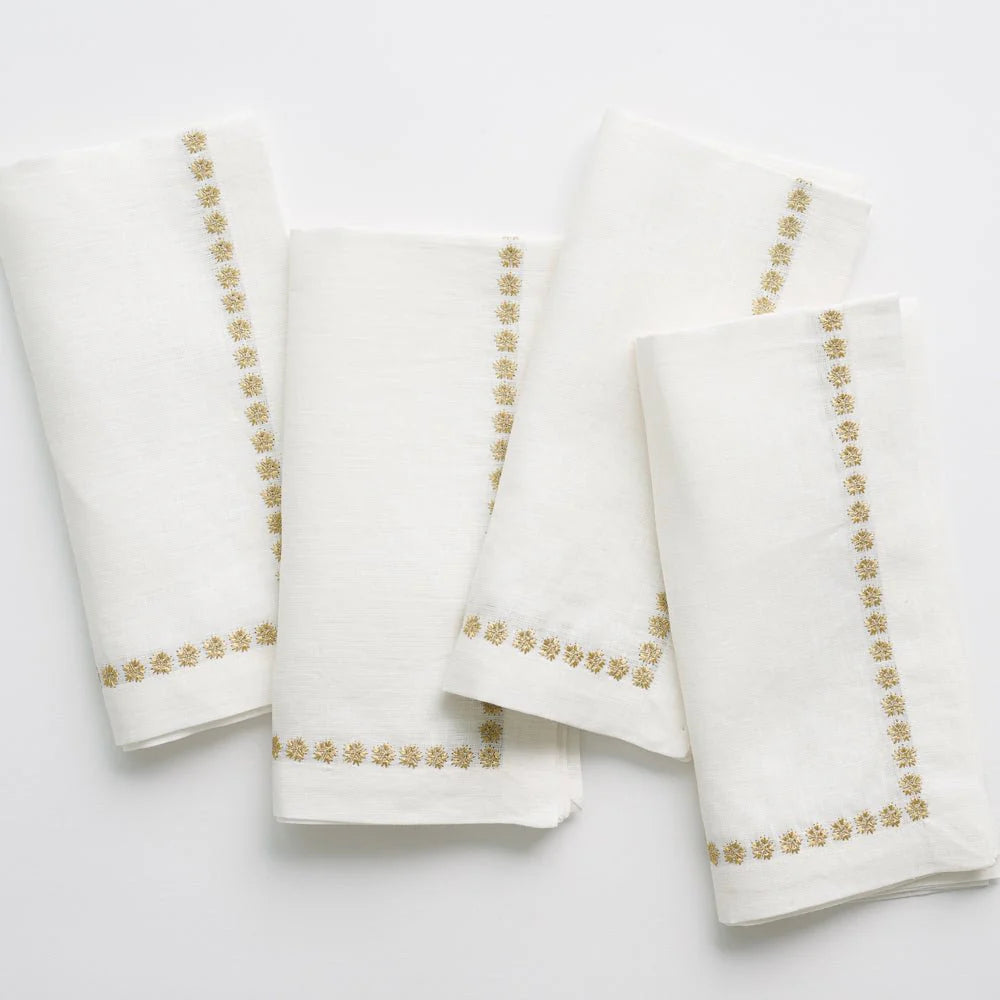 Pomegranate-India Hicks gold stars linen napkin set/4