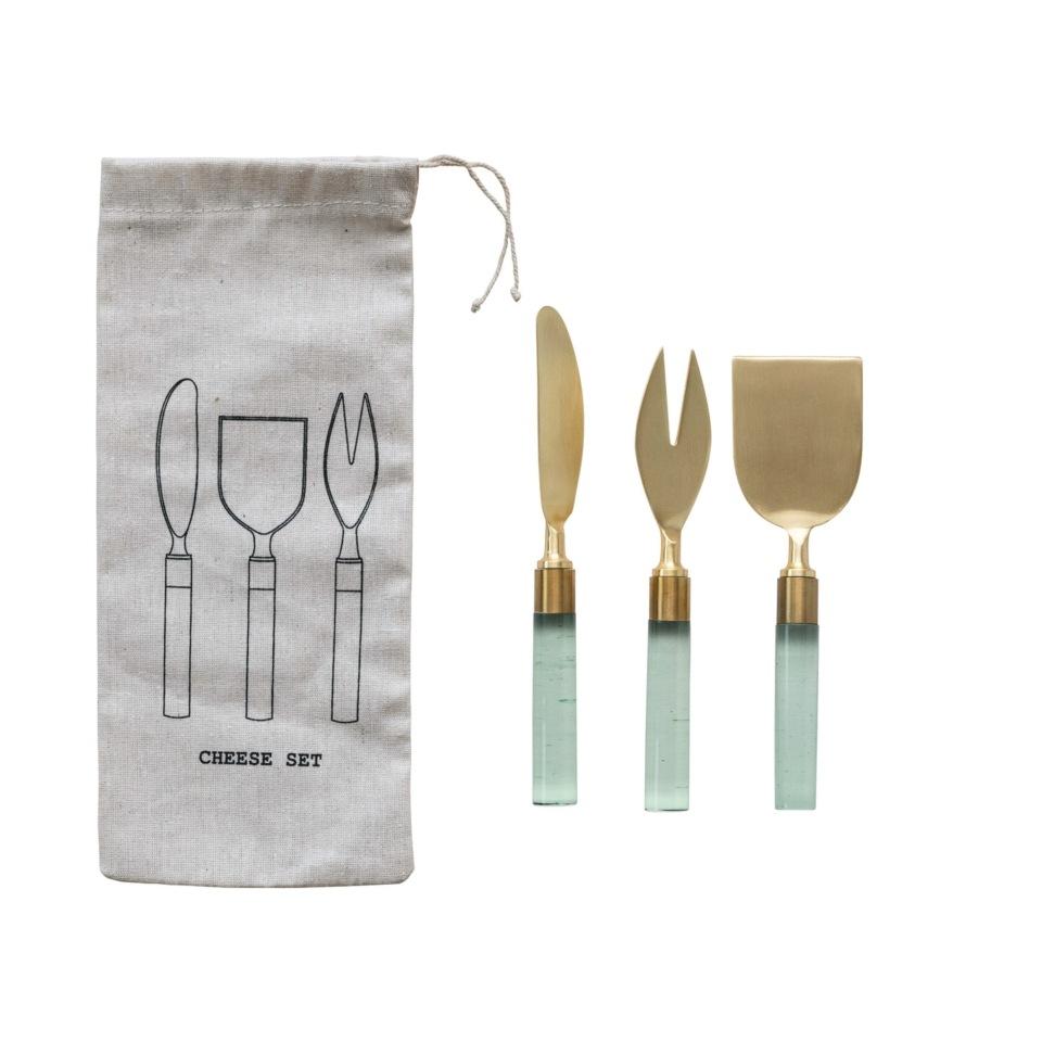 Bloomingville-3 Piece Cheese Set
