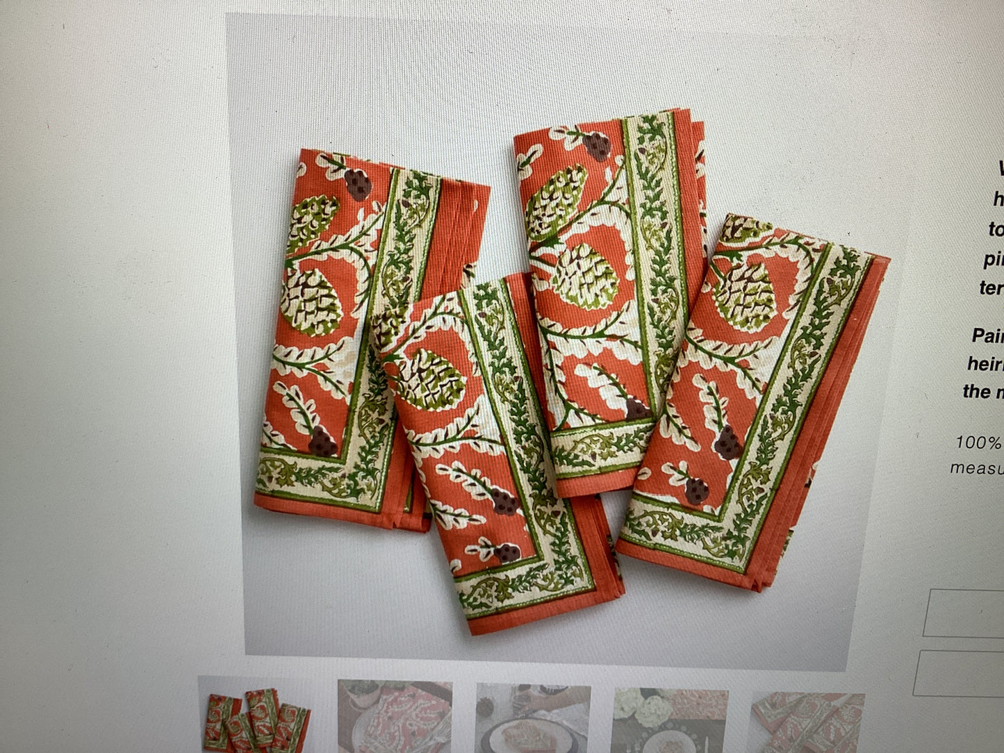 Pomegranate-napkin set 4 harvest pinecone