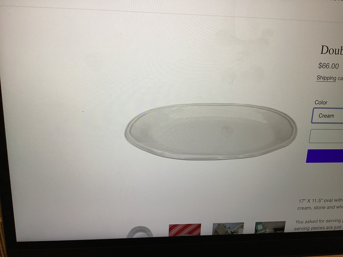 Relish-serving tray double line cream