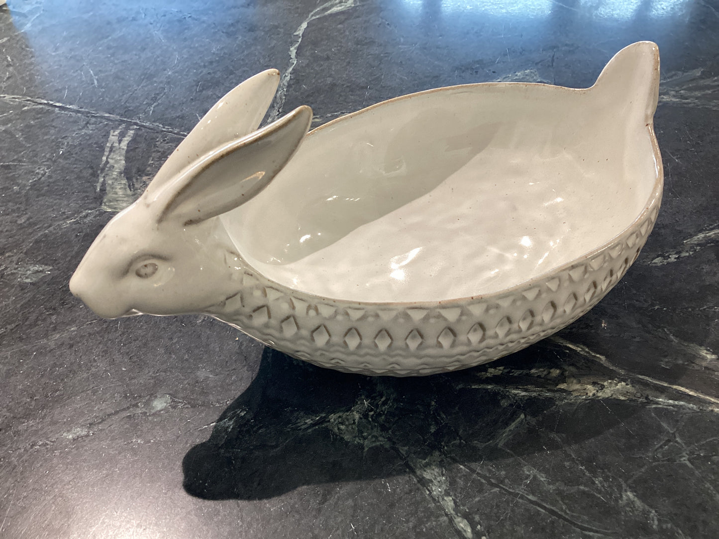 Home decor-Stoneware rabbit bowl