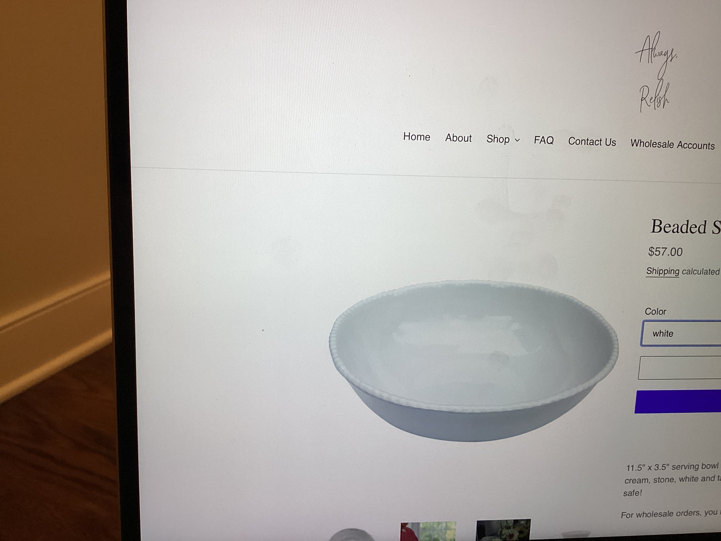 Relish-serving bowl beaded white