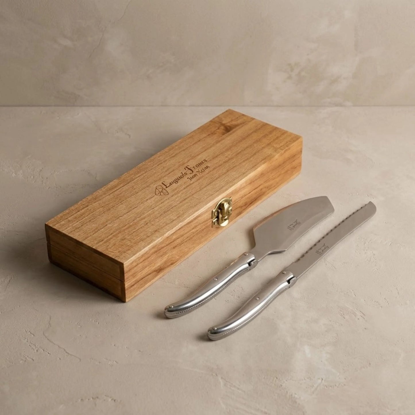 Be Home- Jean Neron Laguiole Cake Serving Set, Stainless in Wood Box