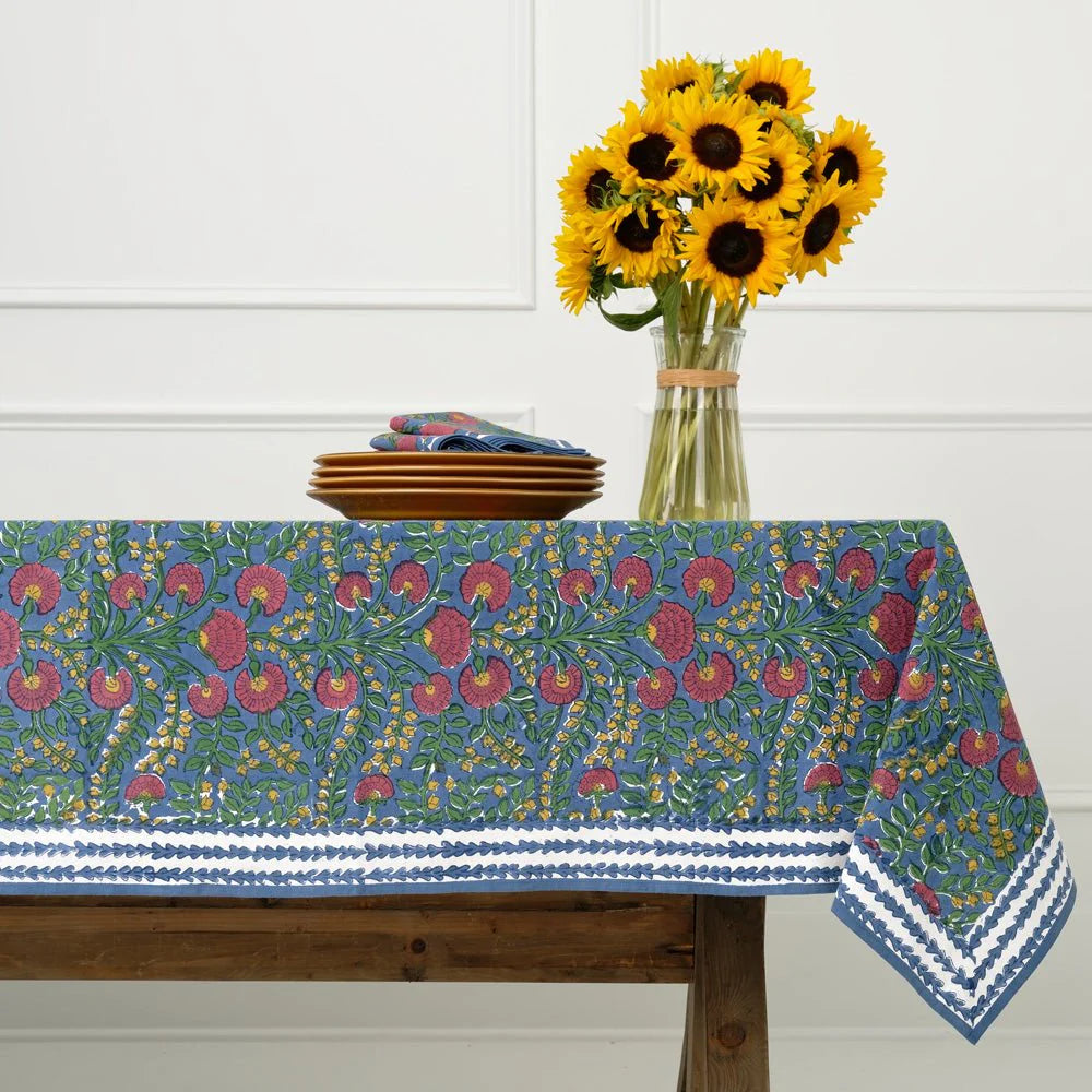 Pomegranate-Cactus flower midnight and magenta tablecloth 60x90