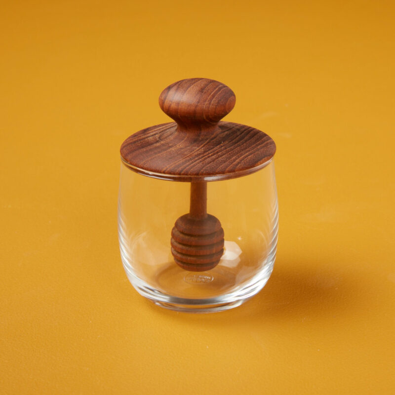 Be home-Teak & Glass Honey Jar, Mini