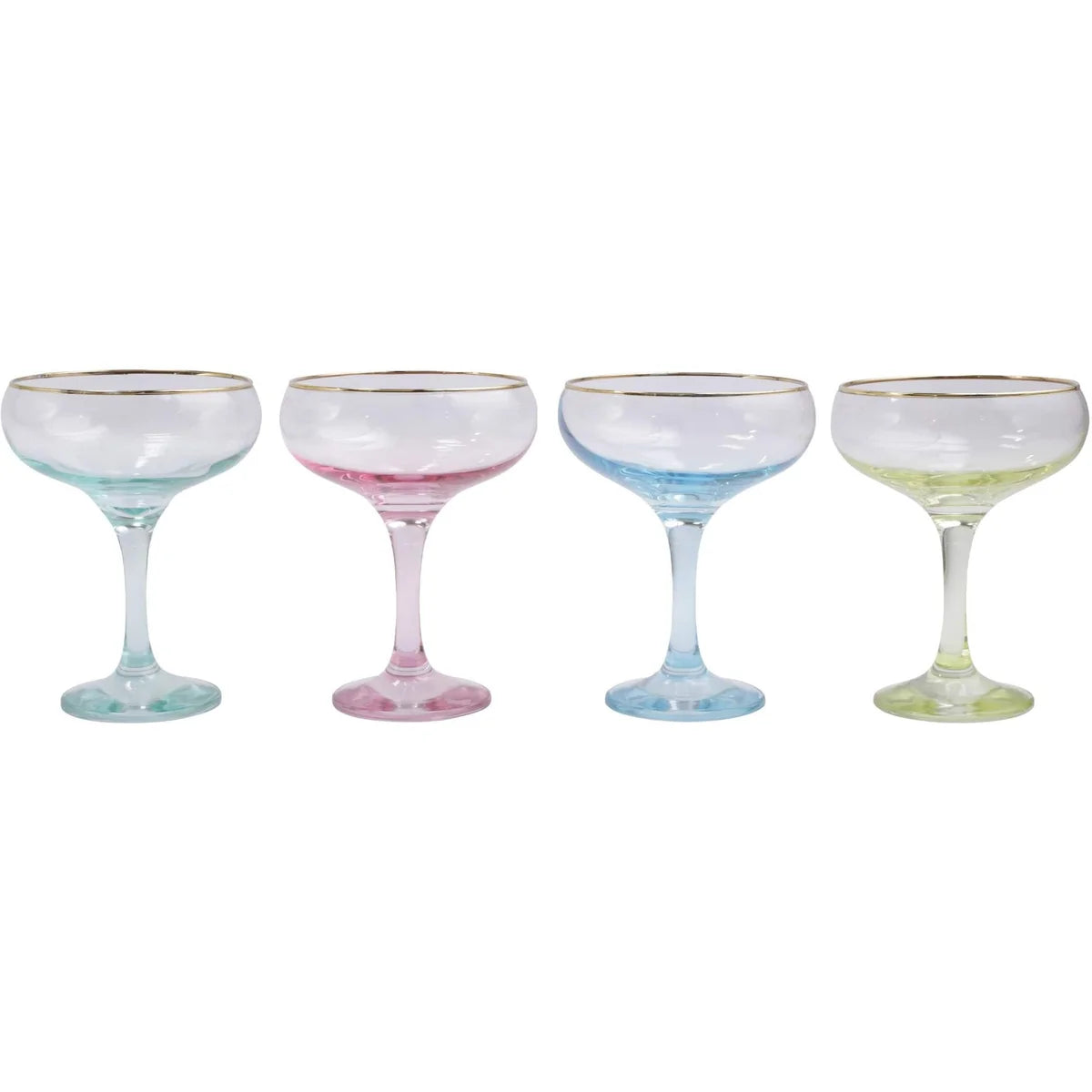 Vietri- Rainbow Assorted Coupe Champagne Glasses set/4