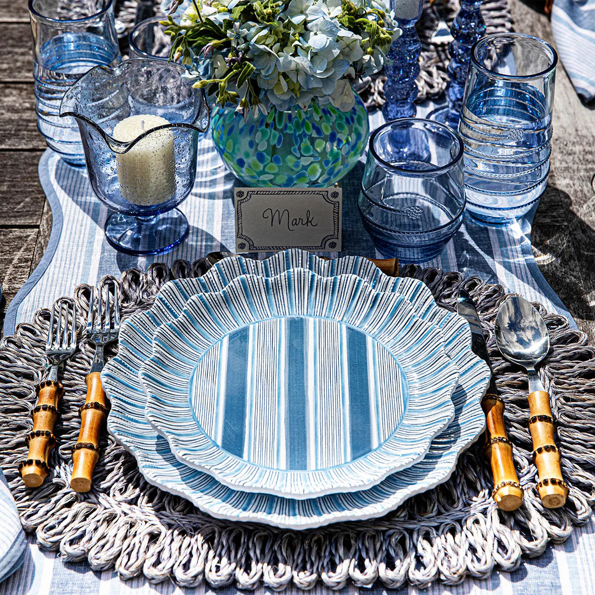 Juliska- Straw Loop Oval Placemat Set/4 Chambray
