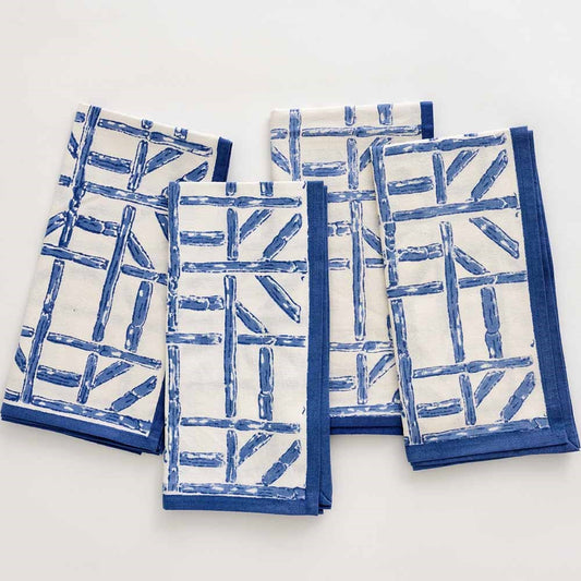 Pomegranate-Blue Bamboo Napkins set of 4