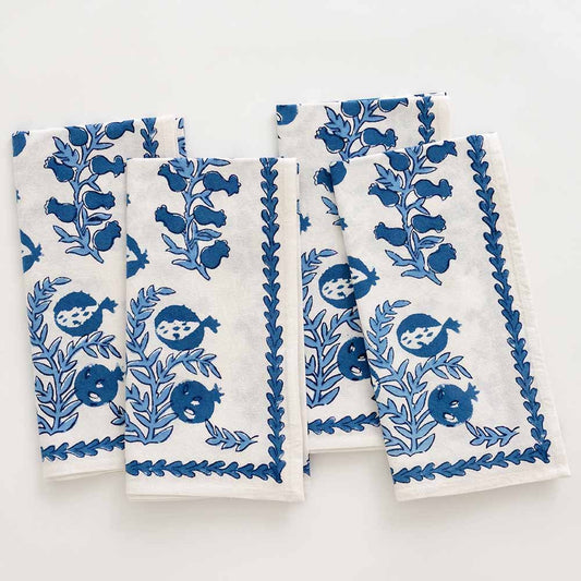 Pomegranate - Pom Bells Wedgewood Napkins set of 4