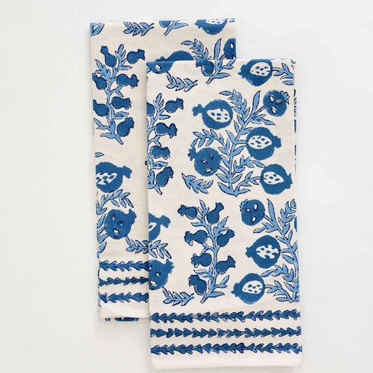 Pomegranate-Pom Bells Wedgewood Tea Towel set of 2