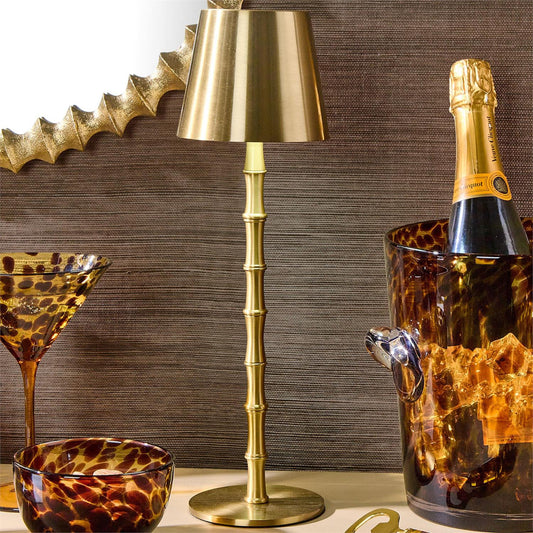 Two's Company-Gold Bamboo Lamp (Cordless)
