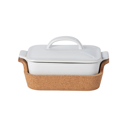 Casafina-Gift Box Rectangular Covered Casserole with Cork Tray Ensemble Small