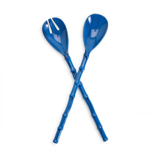 Two's company-blue bamboo salad servers