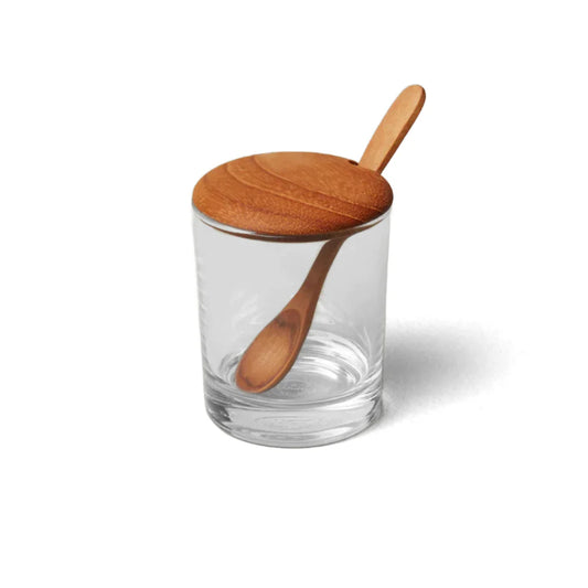 Be Home-Glass Mini Cellar with Teak Lid & Spoon