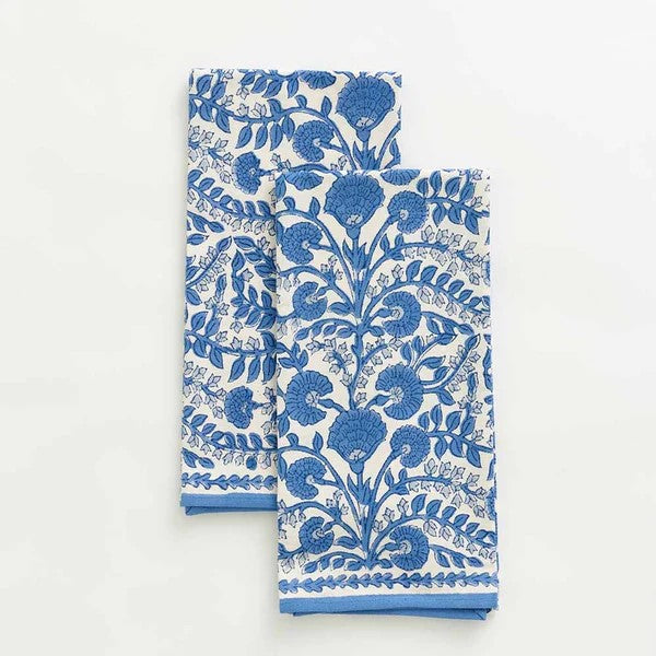 Pomegranate-Cactus Flower Blue yea towel set of 2