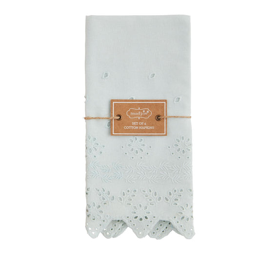 Mudpie-Blue Eyelet Spring Napkin Cotton set of 4