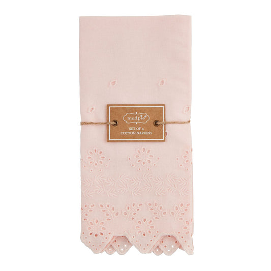 Mudpie-Pink Eyelet Spring Napkin