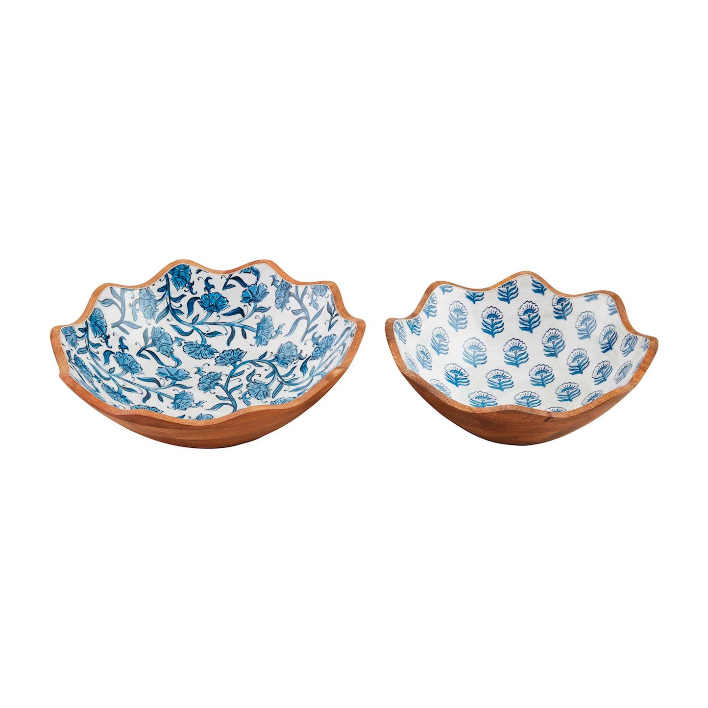 Mudpie-Block Print Enamel/Wood Bowl 2 sizes