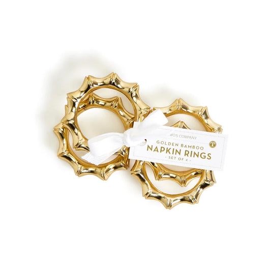 Two's Company-Golden Bamboo Napkin Rings set/4