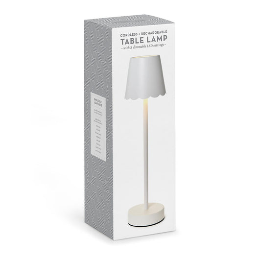 Two's Company-Cordless LED Lamp with Scalloped Shade