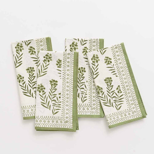 Pomegranate-Phlox Green Napkins set of 4