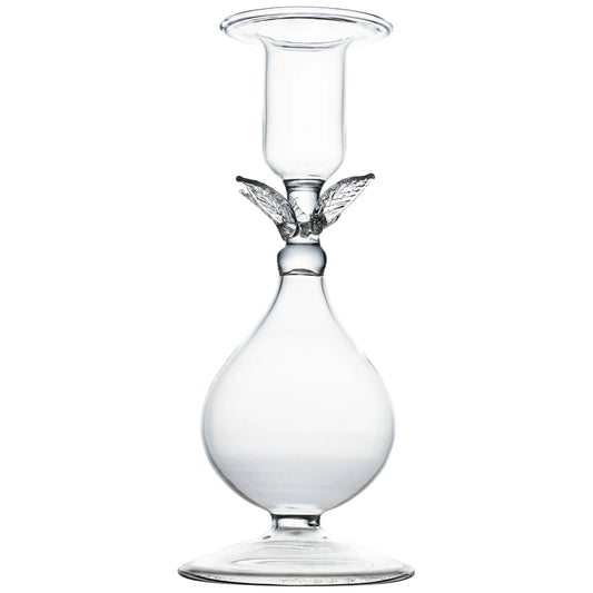 Abigails - La BoHeme Clear Candlestick, w/Clear Leaves