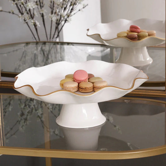Beatriz ball-ENCANTO Carola Pedestal Cake Plate (Cream and White)