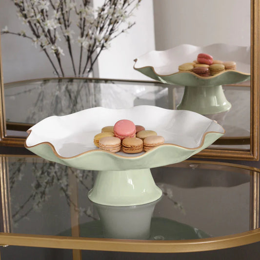Beatriz Ball-ENCANTO Carola Pedestal Cake Plate (Pistachio and White)