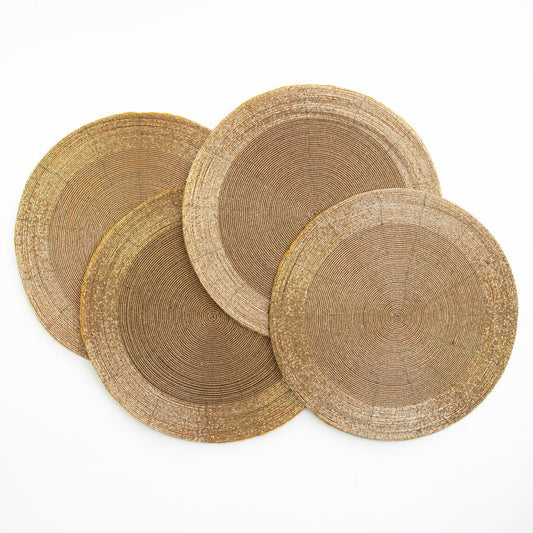 Pomegranate-Beaded Round Placemat Gold set of 4
