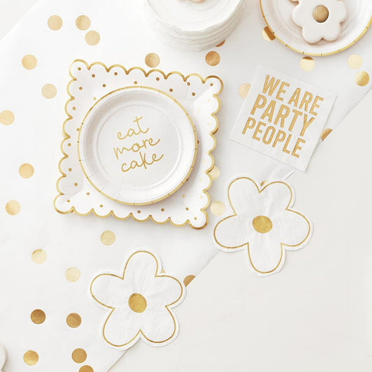SB - Confetti Gold Paper Table Runner with Dots 18"x20'