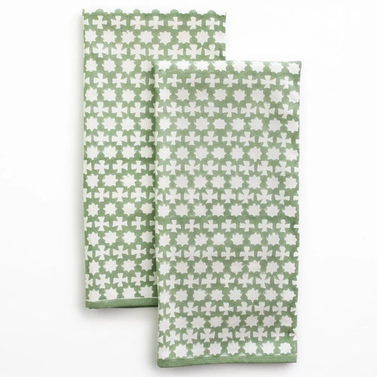 Pomegranate - India Hicks Home Cuban Cross Soft Sage Tea Towels