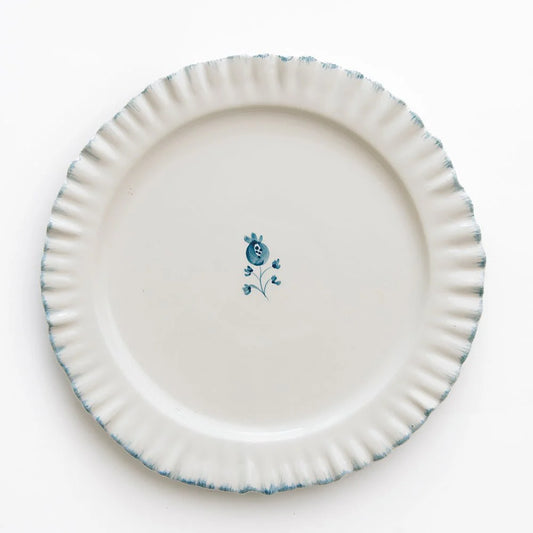 Pomegranate Ruffled Teal Dinner Plate