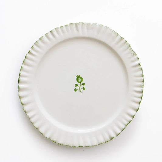 Pomegranate Ruffled Green Dinner Plate