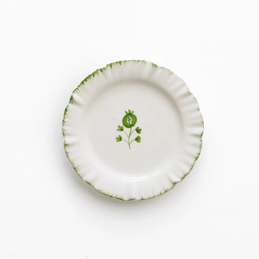 Pomegranate Ruffled Green Appetizer Plate