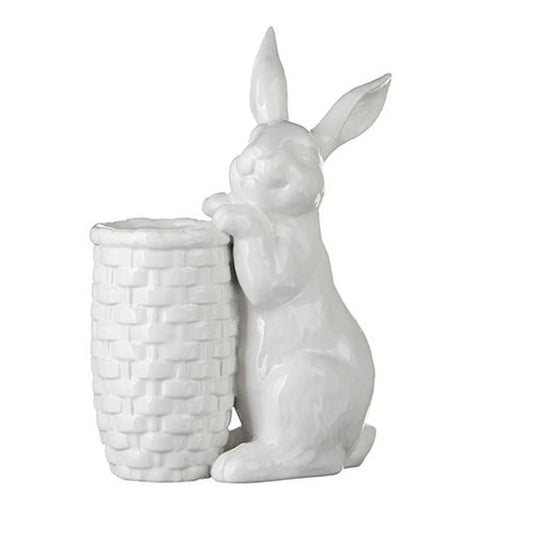 Raz-Rabbit Bud Vase White Ceramic