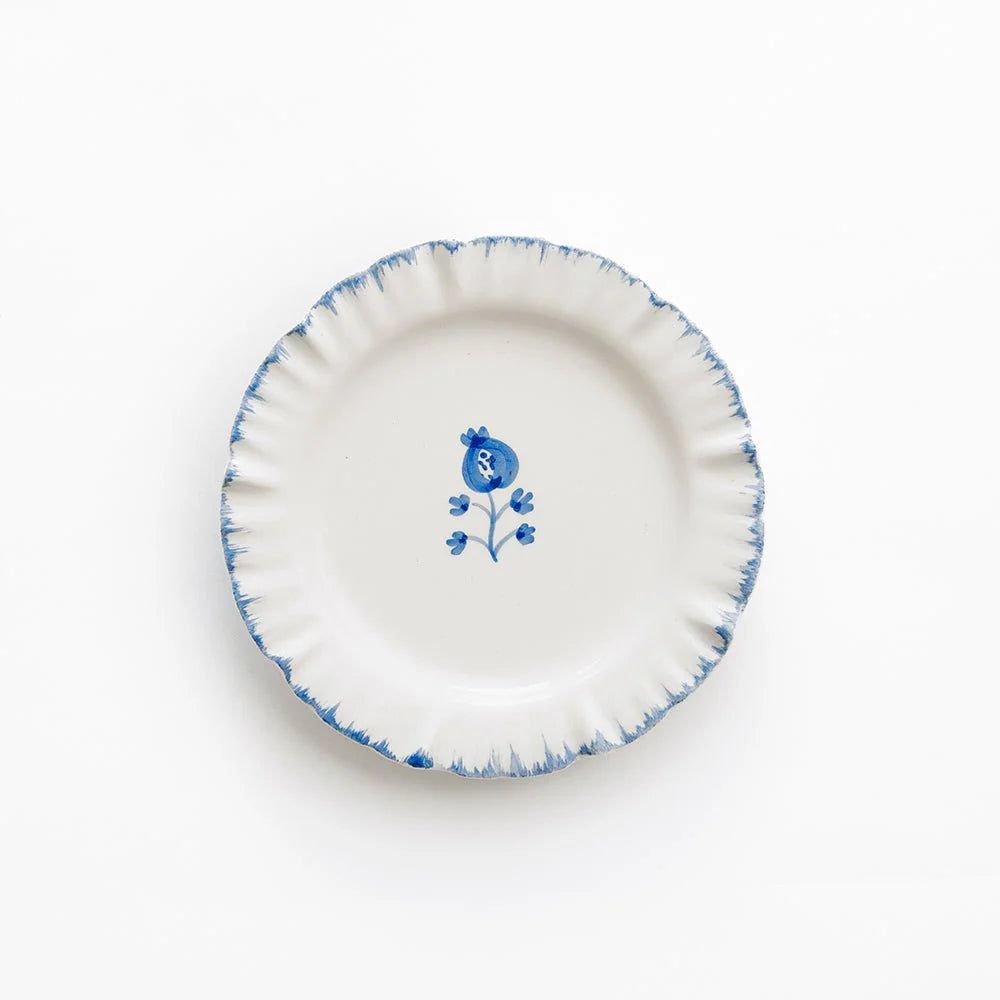 Pomegranate-Ruffled Appetizer Plates Cobalt Blue