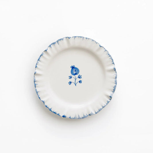 Pomegranate-Ruffled Appetizer Plates Cobalt Blue