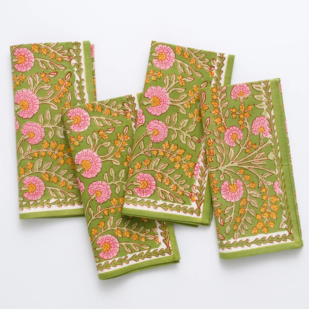 Pomegranate-Cactus Flower Fern & Flamingo Napkin set of 4
