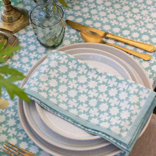 Pomegranate - India Hicks Home Cuban Cross Palladian Blue Napkin | Set of 4