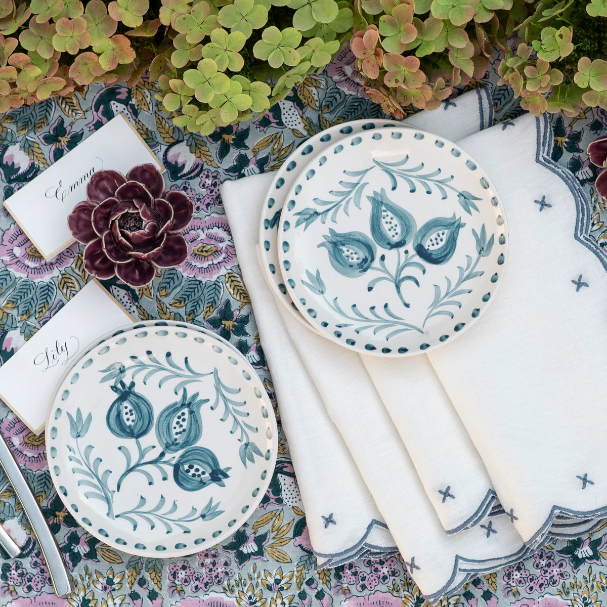 Pomegranate Trio Vine Teal Appetizer Plate